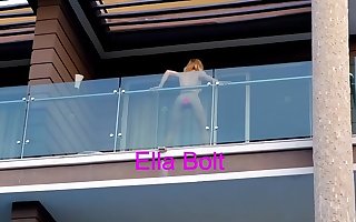She Caught me right away I Spy her riding a Chubby Dildo and Squirting in Balcony ELLA Take flight