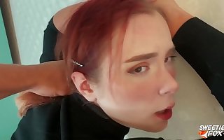 Man Facefuck, Rough Pussy Fuck of Domesticated Redhead increased by Cum on Tits